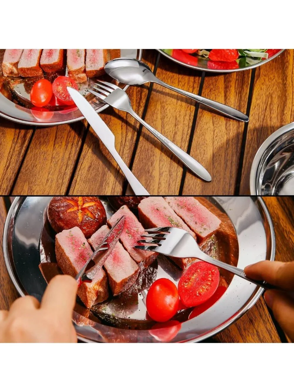 29-Piece Stainless Steel Camping Utensil Set for 4 - Lightweight Mess Kit